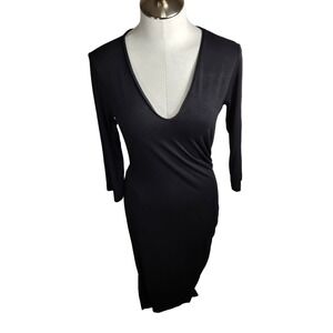 Isabella‎ Oliver Womens Fitted Maternity Dress US Size 6 Black Ruched Stretch